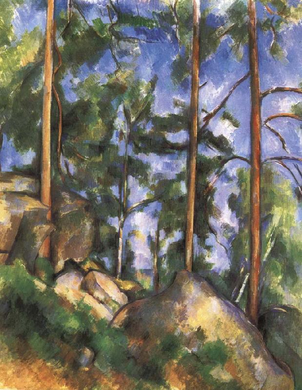 Paul Cezanne pine trees and rock